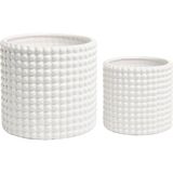 15 cm Seramik Yuvarlak Saksı Saksısı, 2'li Set Vintage Stil Beyaz Seramik Çiçek Saksısı, Iç - Çok Renkli