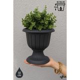 1,5 Litre Nergis Saksı 19cm Ayaklı Plastik Bahçe Balkon Saksısı - Antrasit