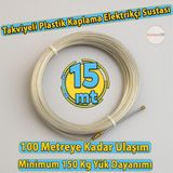 15 Metre Elektrikçi Sustası Spiral Kablo Çekme Teli Plastik Kaplamalı Kılavuz Tel Tesisat Uygulama - Bej