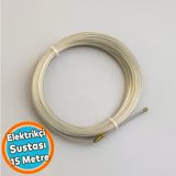 15 Metre Elektrikçi Sustası Spiral Kablo Çekme Teli Plastik Kaplamalı Kılavuz Tel Tesisat Uygulama