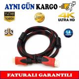 15 Metre Hdmi Kablo Örgülü Altin Uçlu Yüksek Kalite