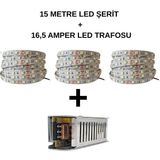 15 Metre Şerit LED +16,5 Amper LED Trafosu - Beyaz