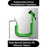 15 Metre Spiral Bahçe Hortumu Otomatik Toparlanan Esnek Hafif Dayanıklı Dolaşmayan Kıvrılmaz Bükülme