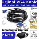 15 METRE VGA MÖNİTÖR TV PROJEKSİYON KABLOSU KALİTELİ ÇİFT FİLTRE