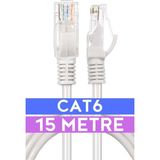 15 Metrelik Cat6 Lan Fabrikasyon Internet Data Kablosu(Ethernet Modem RJ45 Uçlu Jacklı Network Adsl) 15MT Hazır Fabrikasyon Ethernet Kablosu