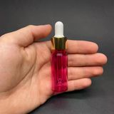 15 Ml Plastik Pembe Şişe Cam Damlalıklı , Gold Metal Kapaklı , 15 Cc Cam Damlalıklı PE Şişe x 10 Adet