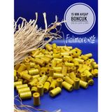 15 mm Kesme Boru Ahşap Boncuk (50 Gram 100 Adet) Delik Çapı 3 mm Makrome Tasarım Takı Bileklik - 607 Sarı
