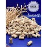 15 mm Kesme Boru Ahşap Boncuk (50 Gram 100 Adet) Delik Çapı 3 mm Makrome Tasarım Takı Bileklik