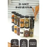 15 Parça Cam Baharat Kavanozu Seti, Metal Kapak ve Baharat Etiketi Hediyesi - Seçenek 1