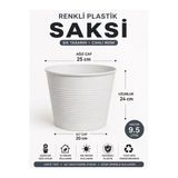 15 Pot Üretim Saksı Set / Beyaz Renkli Plastik Saksı 9,5 Litre – Modern Tasarımlı Bahçe Ve Ev Saksısı