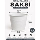 15 Pot Üretim Saksı Set / Beyaz Renkli Plastik Saksı 9,5 Litre – Modern Tasarımlı Bahçe Ve Ev Saksısı