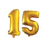 15 Yaş Sayı Folyo Balon Gold 40 İnç 100 cm
