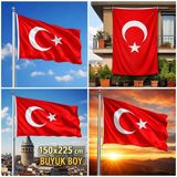 150 cm x 225 cm Türk Bayrağı Gururun En Büyük Hali - Kırmızı - 150*225 CM