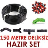 150 Metre Deliksiz Düz Damla Sulama Sistemi ve Ek Parçaları Damlama Borusu Hortumu