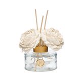 150 ml Seramik Şakayık Çiçek Taşlı Bambu Çubuklu Oda Kokusu - Amber Vanilya
