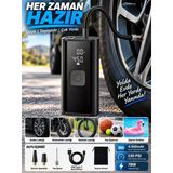 150 Psı Şarjlı Hava Kompresörü 4500Mah Powerbank Lcd Ekranlı Taşınabilir Lastik Şişirme Pompası
