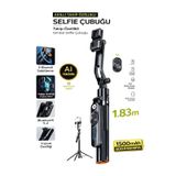 1500 Mah Led Işıklı 183 Cm Ai Takip Özellikli Gimbal Tripod Selfie Çubuğu Bluetooth Kumandalı