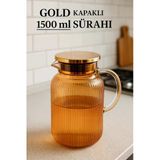1500 Ml Amber Renk Borosilikat Camdan Üretilmiş Ateşe Dayanıklı Sürahi Ve Demlik
