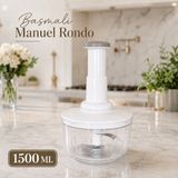 1500 ml Basmalı Manuel Rondo El Rondosu 3 Bıçaklı Pratik Sebze Doğrayıcı Çok Amaçlı Mutfak Doğrayıcısı Sariva Home - Gri