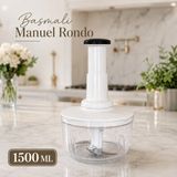 1500 ml Basmalı Manuel Rondo El Rondosu 3 Bıçaklı Pratik Sebze Doğrayıcı Çok Amaçlı Mutfak Doğrayıcısı Sariva Home - Siyah