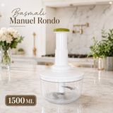 1500 ml Basmalı Manuel Rondo El Rondosu 3 Bıçaklı Pratik Sebze Doğrayıcı Çok Amaçlı Mutfak Doğrayıcısı Sariva Home - Yeşil