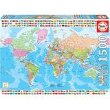 1500 Parça Siyasi Dünya Haritası Puzzle - 18500 - Political Worldmap