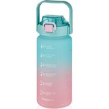 1500ML Pembe Pipetli Matara, Şık ve Pratik Su Şişesi - Seçenek 1 - Açık Beyaz - Gri