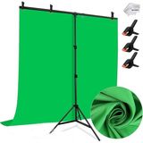 150*200CM T Stand Bar + 150X200CM Yeşil Fon Perde Background Backdrop Çekim T-Shape