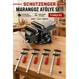 150Mm Sabit Tezgah Mengene 4 Adet F Tipi 300Mm Kıskaçlı Marangoz Atölye Mengene 5 Parça Set