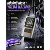 150PSI 3600MAH Dijital Taşınabilir Araç Hava Kompresörü Powerbank LED Işıklı Lastik Şişirme Pompası - Gri