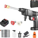 150WATT 48V Akülü Şarjlı Yüksek Basınçlı Oto Araba Bahçe Yıkama,Temizleme Su Tabancası 5MT Hortumlu Köpüklü Aparatlı 1200 RPM Filtreli Çantalı Oto Yıkama
