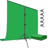 150x200 cm yeşil fon perde seti, Chromakey Green Screen Kit, T Braket Stand, 5 Klips ile Birlikte, Fotoğraf Video Çekimi için