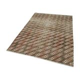 150x216 cm Kareli Kilim Kahverengi Kareli Yün El Dokuma Modern Geometrik Etnik Eskitme Desenli Boho Oturma Odası Salon Yolluk Koridor Mutfak Halısı
