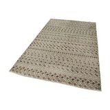 150x250 cm Kareli Kilim Bej Kareli Yün El Dokuma Modern Geometrik Etnik Eskitme Desenli Boho Oturma Odası Salon Yolluk Koridor Mutfak Halısı