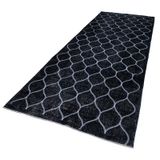150x387 cm Geometrik Halı Siyah Geometrik Yün El Dokuma Modern Geometrik Etnik Eskitme Desenli Boho Oturma Odası Salon Yolluk Koridor Mutfak Halısı