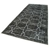 150x391 cm Geometrik Halı Siyah Geometrik Yün El Dokuma Modern Geometrik Etnik Eskitme Desenli Boho Oturma Odası Salon Yolluk Koridor Mutfak Halısı