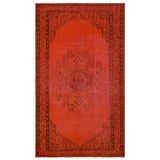 153x271 cm Atina Kırmızı Vintage Yün El Dokuma Modern Geometrik Etnik Eskitme Desenli Boho Oturma Odası Salon Yolluk Koridor Mutfak Halısı