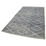 154x276 cm Geometrik Halı Gri Geometrik Yün El Dokuma Modern Geometrik Etnik Eskitme Desenli Boho Oturma Odası Salon Yolluk Koridor Mutfak Halısı