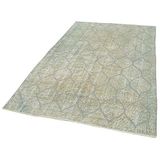 155x236 cm Geometrik Halı Mavi Geometrik Yün El Dokuma Modern Geometrik Etnik Eskitme Desenli Boho Oturma Odası Salon Yolluk Koridor Mutfak Halısı
