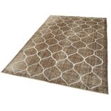 156x239 cm Geometrik Halı Kahverengi Geometrik Yün El Dokuma Modern Geometrik Etnik Eskitme Desenli Boho Oturma Odası Salon Yolluk Koridor Mutfak Halısı