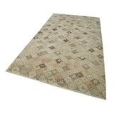 156x290 cm Kareli Kilim Bej Kareli Yün El Dokuma Modern Geometrik Etnik Eskitme Desenli Boho Oturma Odası Salon Yolluk Koridor Mutfak Halısı