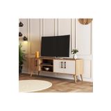 1584 Exxen 150 Cm Ahşap Ayaklı Tv Ünitesi Sepet-beyaz