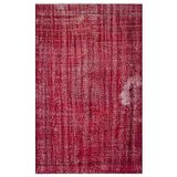 158x257 cm Atina Kırmızı Vintage Yün El Dokuma Modern Geometrik Etnik Eskitme Desenli Boho Oturma Odası Salon Yolluk Koridor Mutfak Halısı