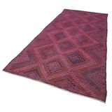 158x365 cm Geometrik Kilim Pembe Geometrik Yün El Dokuma Modern Geometrik Etnik Eskitme Desenli Boho Oturma Odası Salon Yolluk Koridor Mutfak Halısı