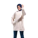 1596_Plistre Nakışlı Oversize Tesettür Sweatshirt Uzun ve Büyük Beden