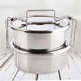 15CM 2li Sefer Tası 1,6 Lt 2 Kişilik Isıtmalı Yemek Taşıma Kabı 800ML X2%100 Metal - Gümüş - Standart
