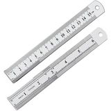 15CM ( 6 Inch ) - Çift Taraflı Paslanmaz Çelik Metal Cetvel - Kalınlık 1mm - Gri
