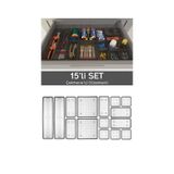 15'li Dolap Çekmece İçi Düzenleyici Set - Vida Dübel Hırdavat Avadanlık Organizer Set Antrasit