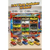 15'li Metal Model Araba Seti 1:64 Ölçek Die-Cast Yarış Arabaları - 7 cm