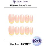 15'li Pembe Kısa Oval KOV1517 Tekrar Kullanılabilir El Yapımı Protez Takma Tırnak - Pembe-L